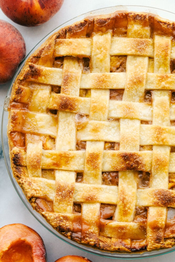 Baked peach pie.