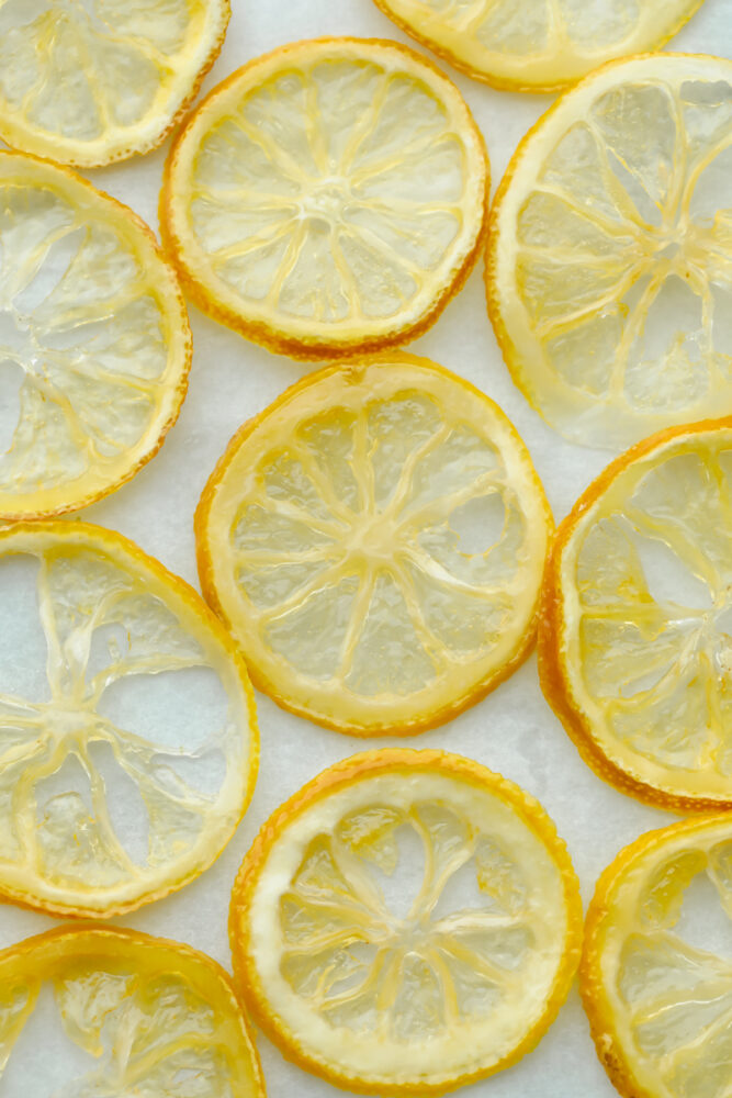 Dried candied lemon slices.