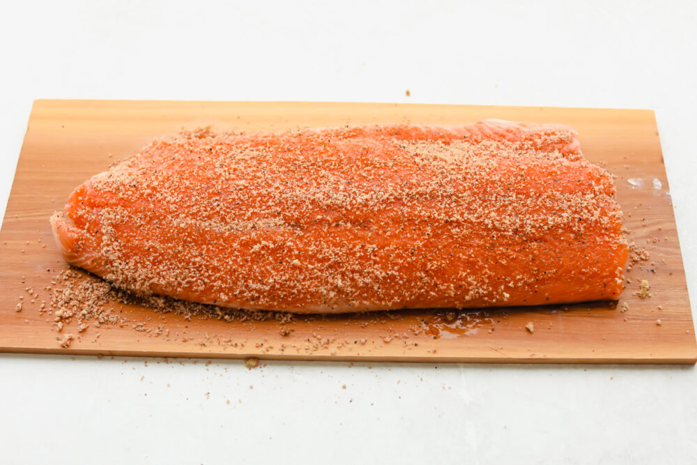 Salmon with dry rub added.