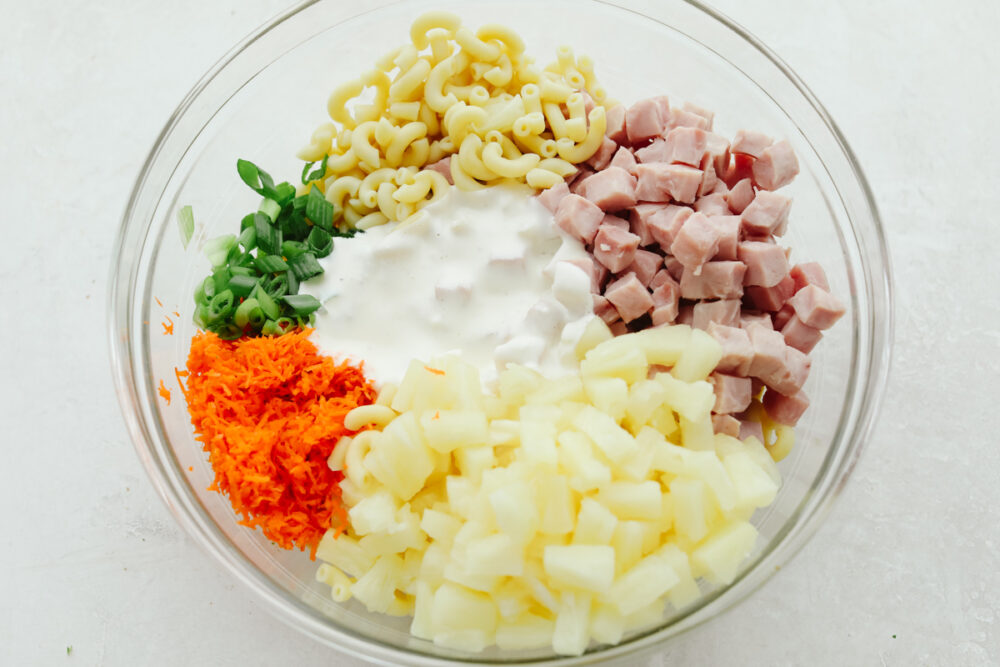 Ingredients for the Hawaiian Macaroni Salad