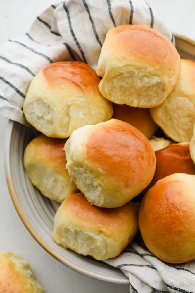 Hawaiian Rolls in a bowl.