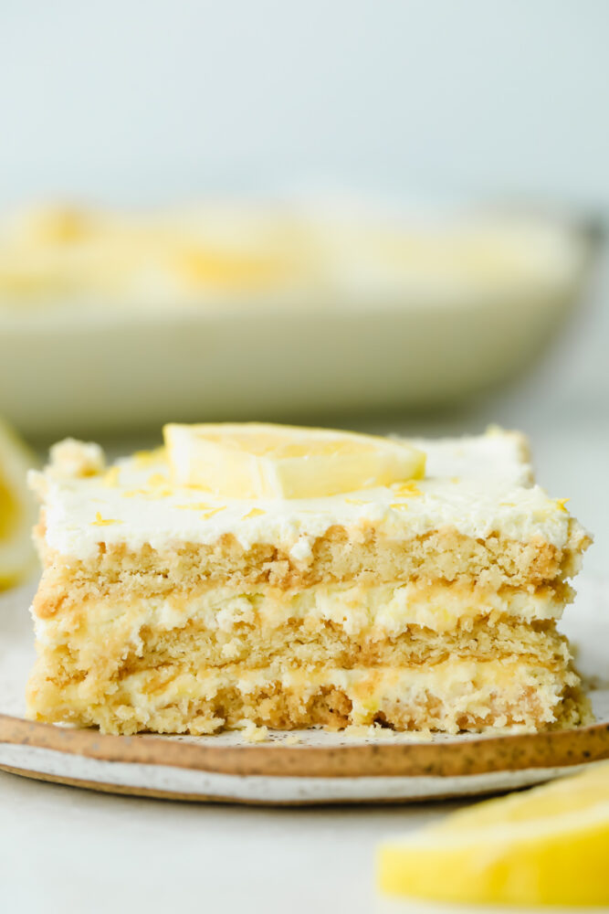 Slice of Lemon Ice Box Cake