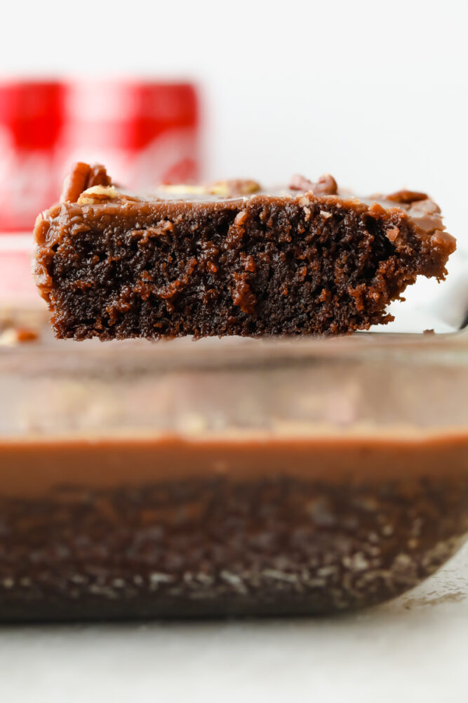 A slice of Coca-Cola cake.