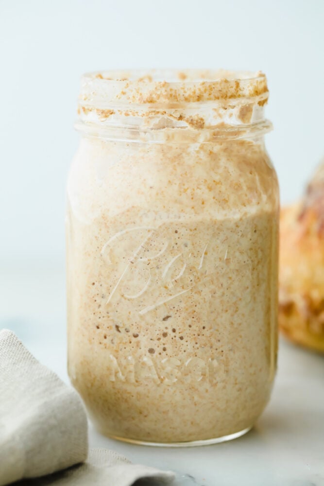 Sourdough starter in jar