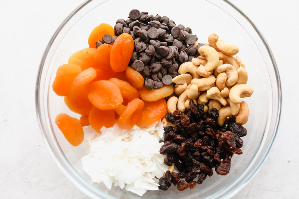 Dried Fruit Trail Mix ingredients.