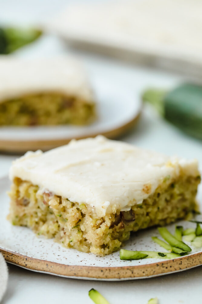 Zucchini bars cut into squares. 