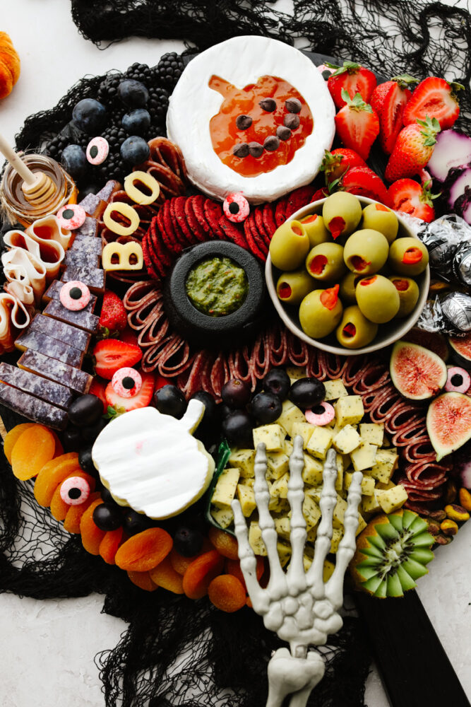 A Halloween charcuterie board. 