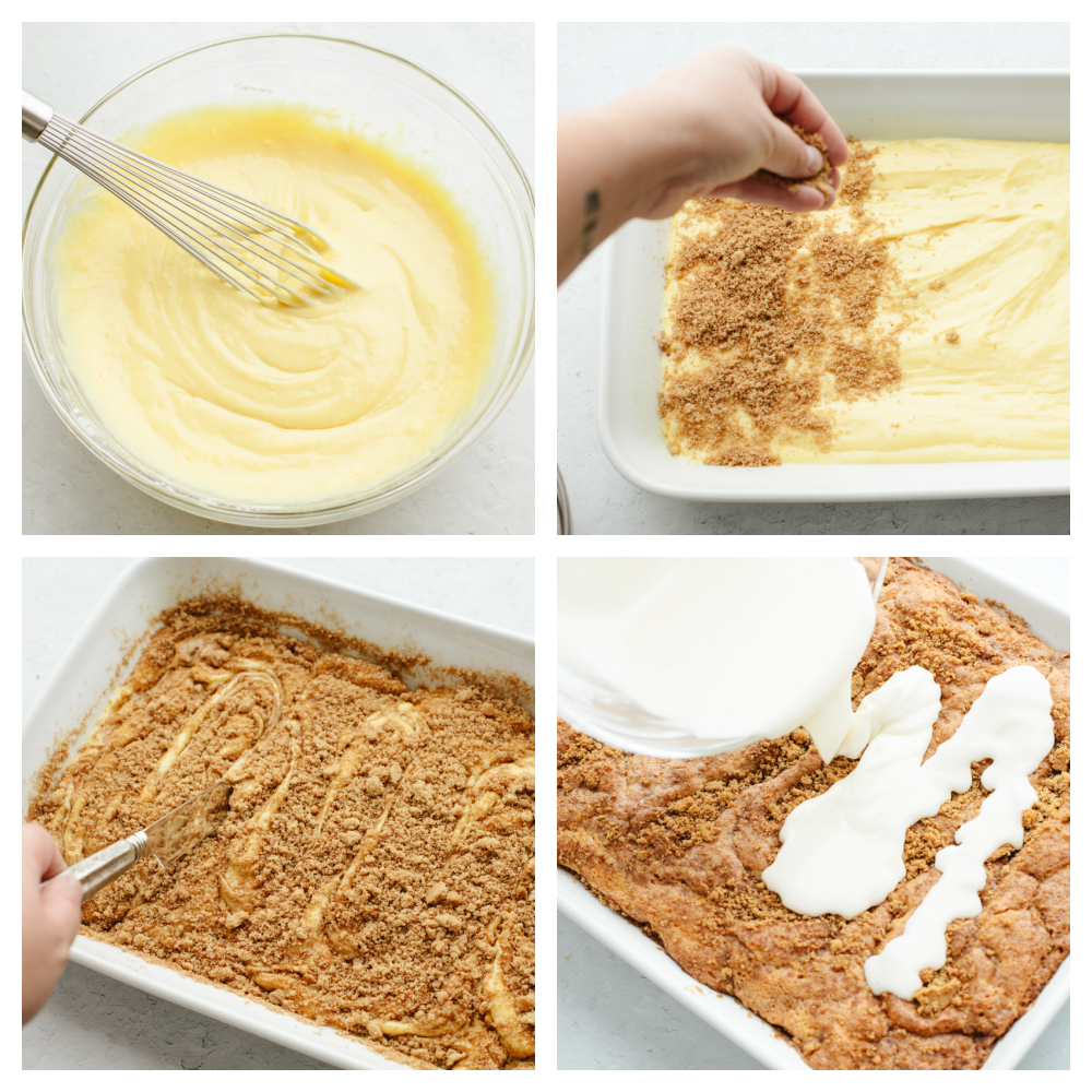 4 step by step pictures of the baking process. 