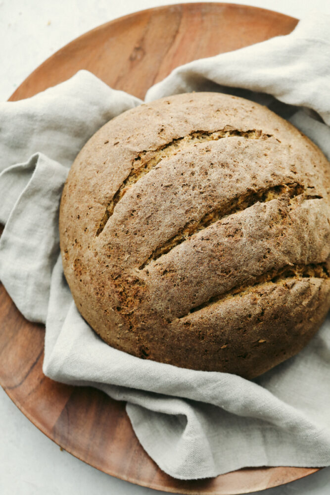 Freshly baked rye bread. 