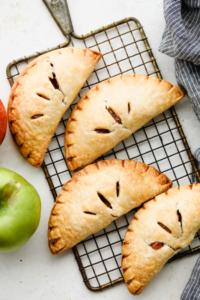 Hand pies on a cooling rack. 