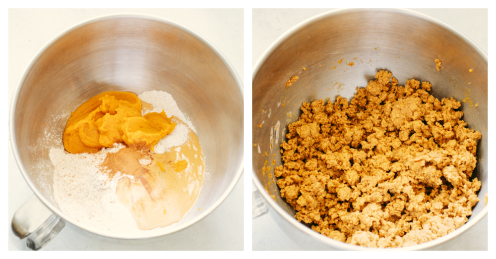 Process shots of mixing up treat batter.