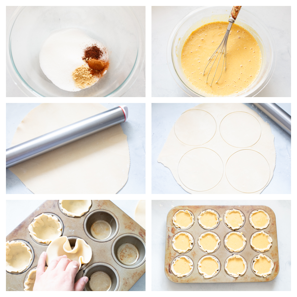 6 pictures showing step by step baking instructions. 