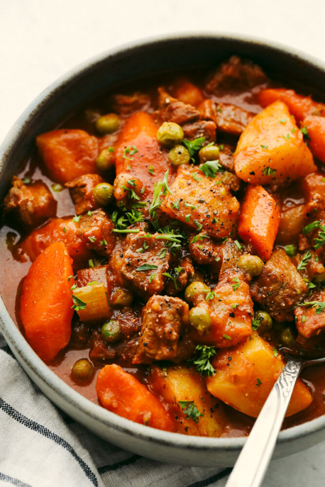 A close upon instant pot beef stew.