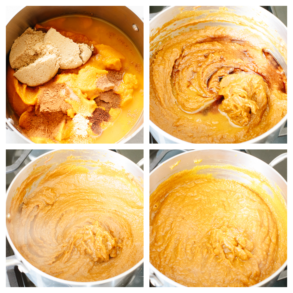 4 steps to mixing ingredients for pumpkin butter. 