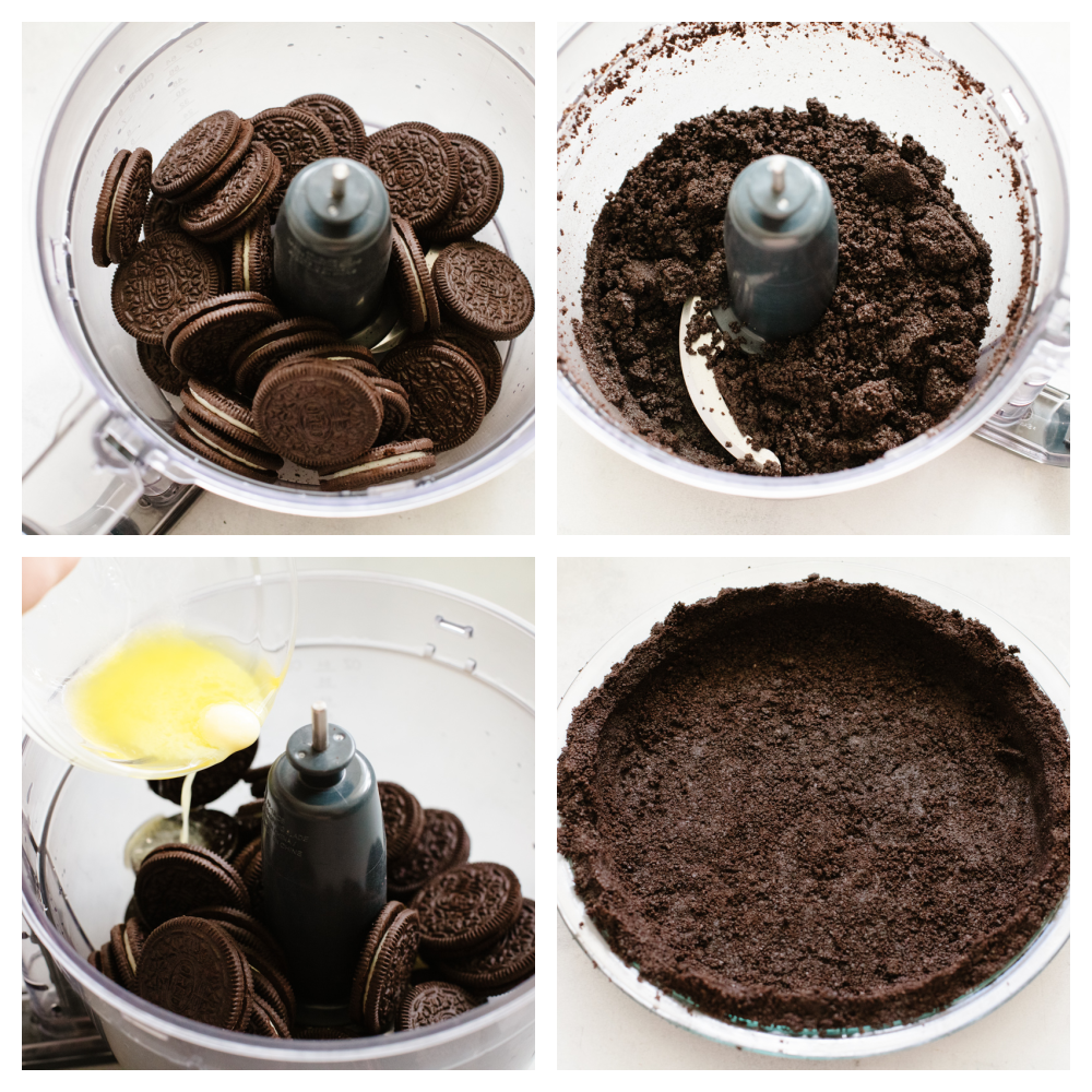 4 pictures showing how to use and mix Oreos.