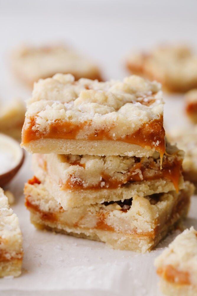 A stack of salted caramel butter bars.