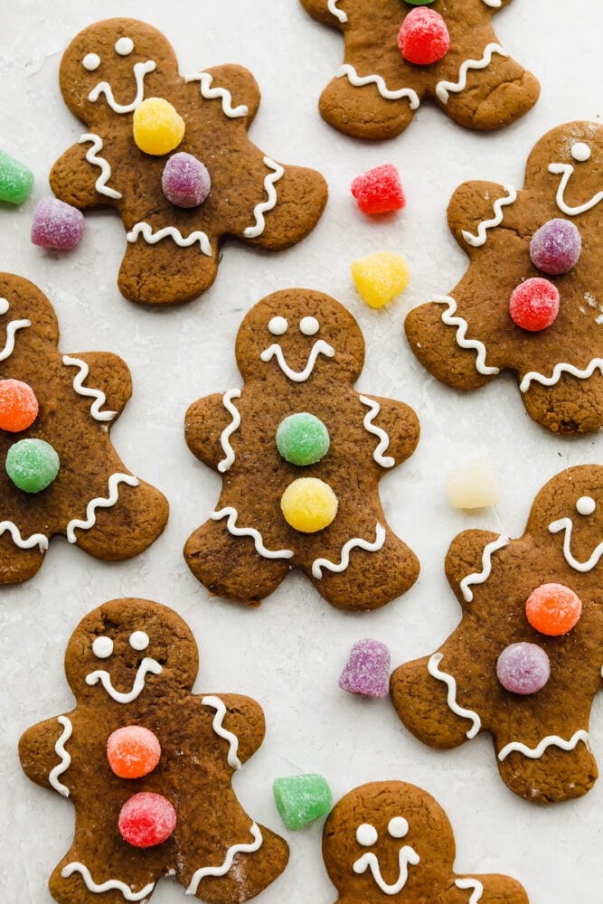 Decorated gingerbread cookies.