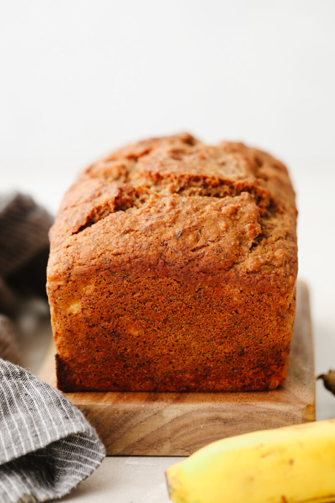 A loaf of healthy banana bread. 