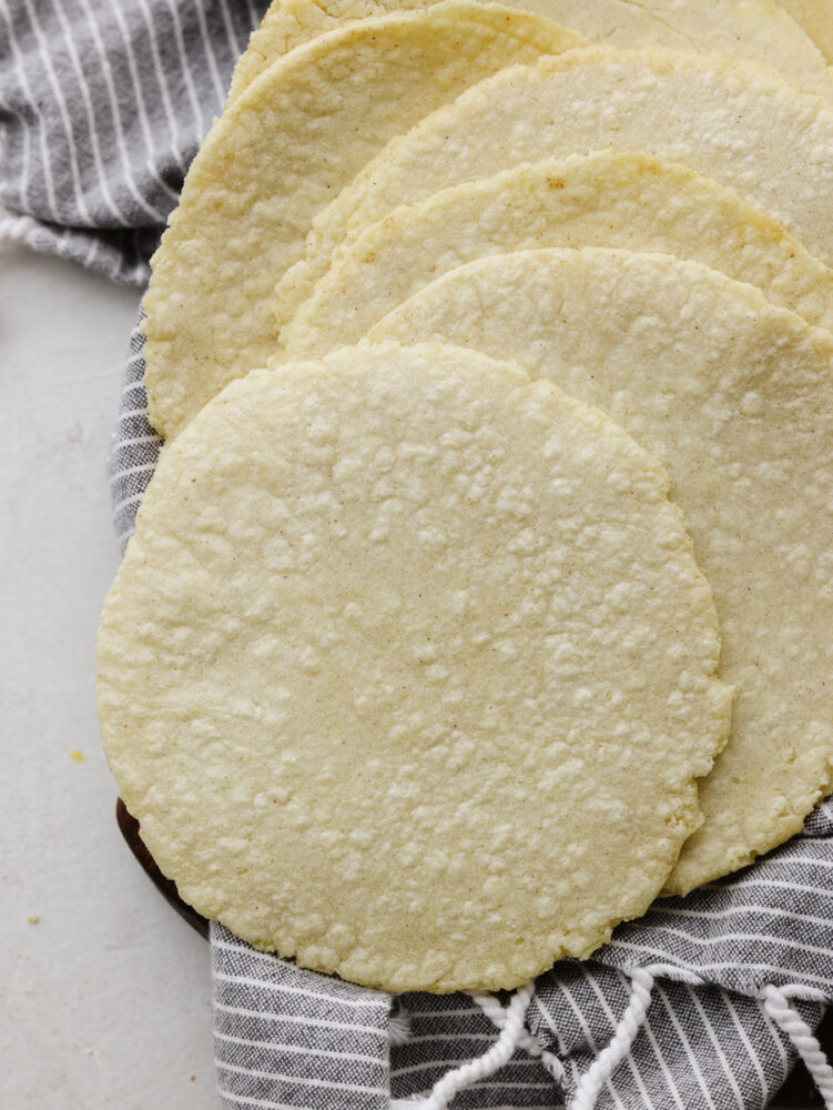 A stack of corn tortillas. 