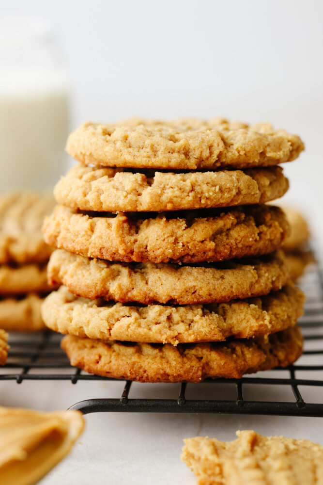 A stack of flourless peanut butter cookies. 