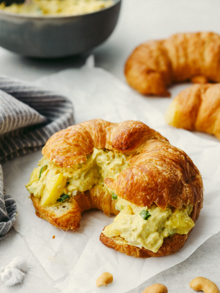 Curry chicken salad in a croissant. 