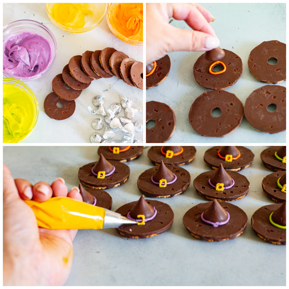 3-photo collage of cookies being assembled.