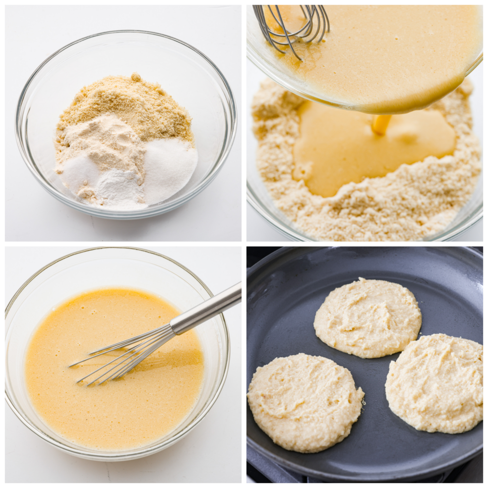 4-photo collage of batter being prepared.