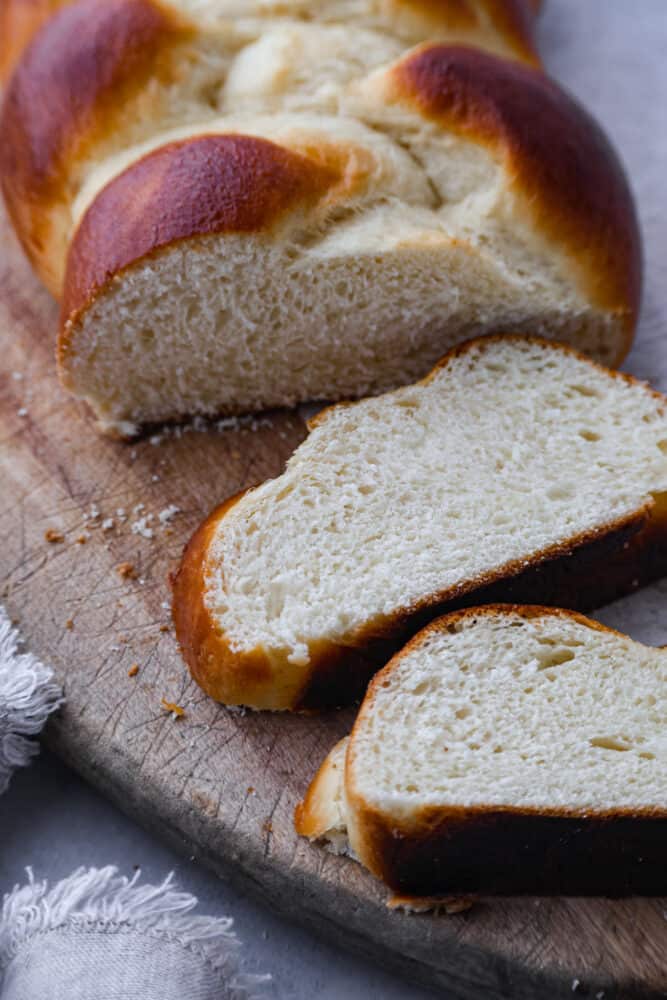 Brioche bread slices.