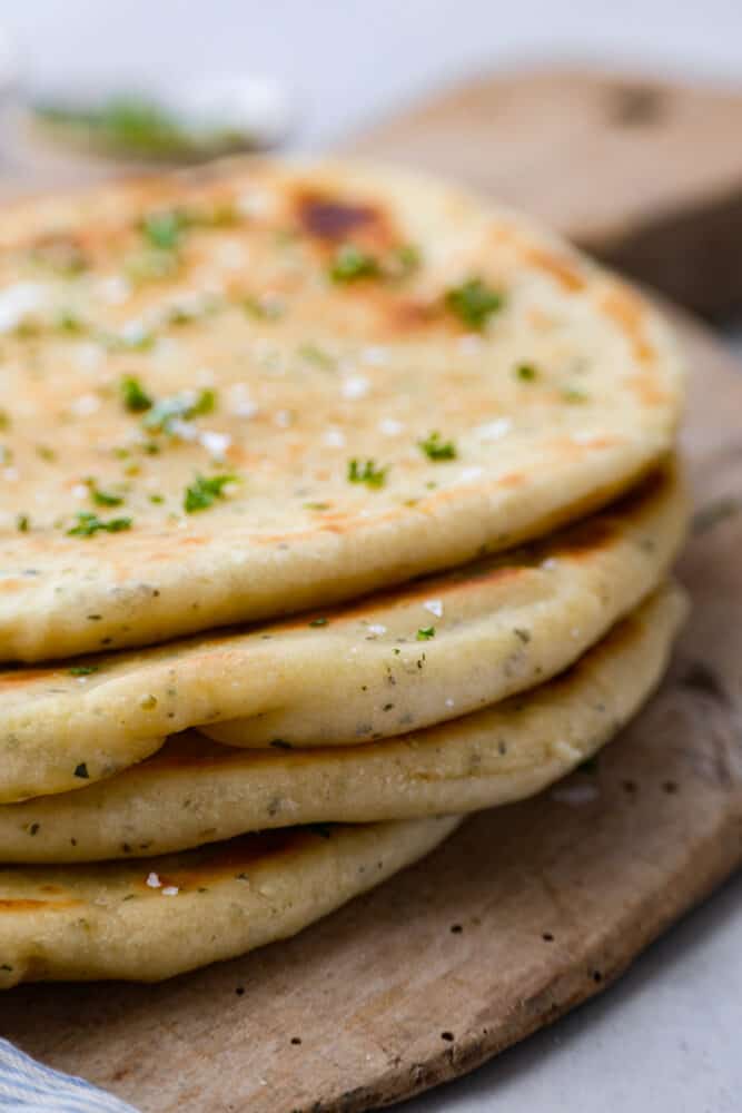 A close up of the flatbread.