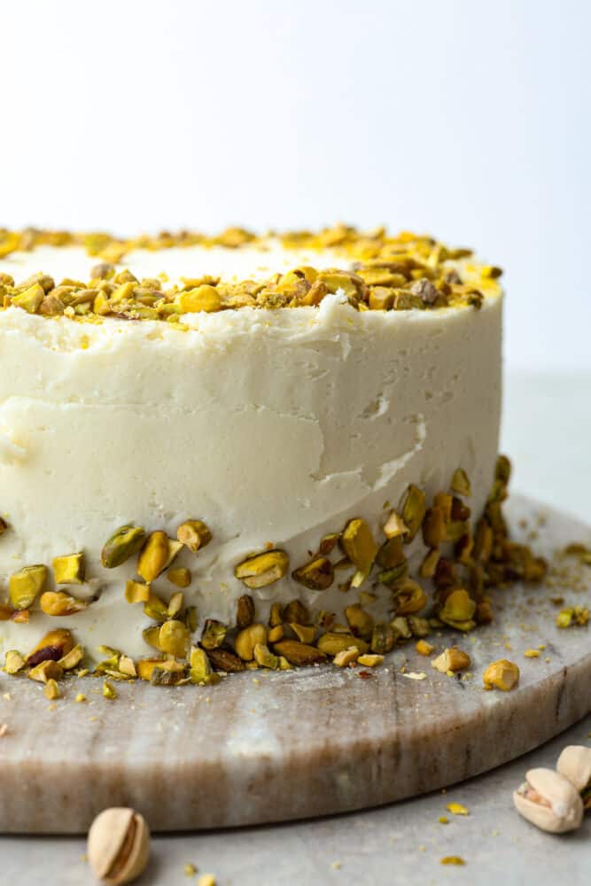 A whole pistachio cake.