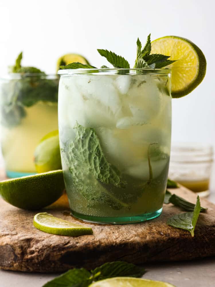 Closeup of a virgin mojito.