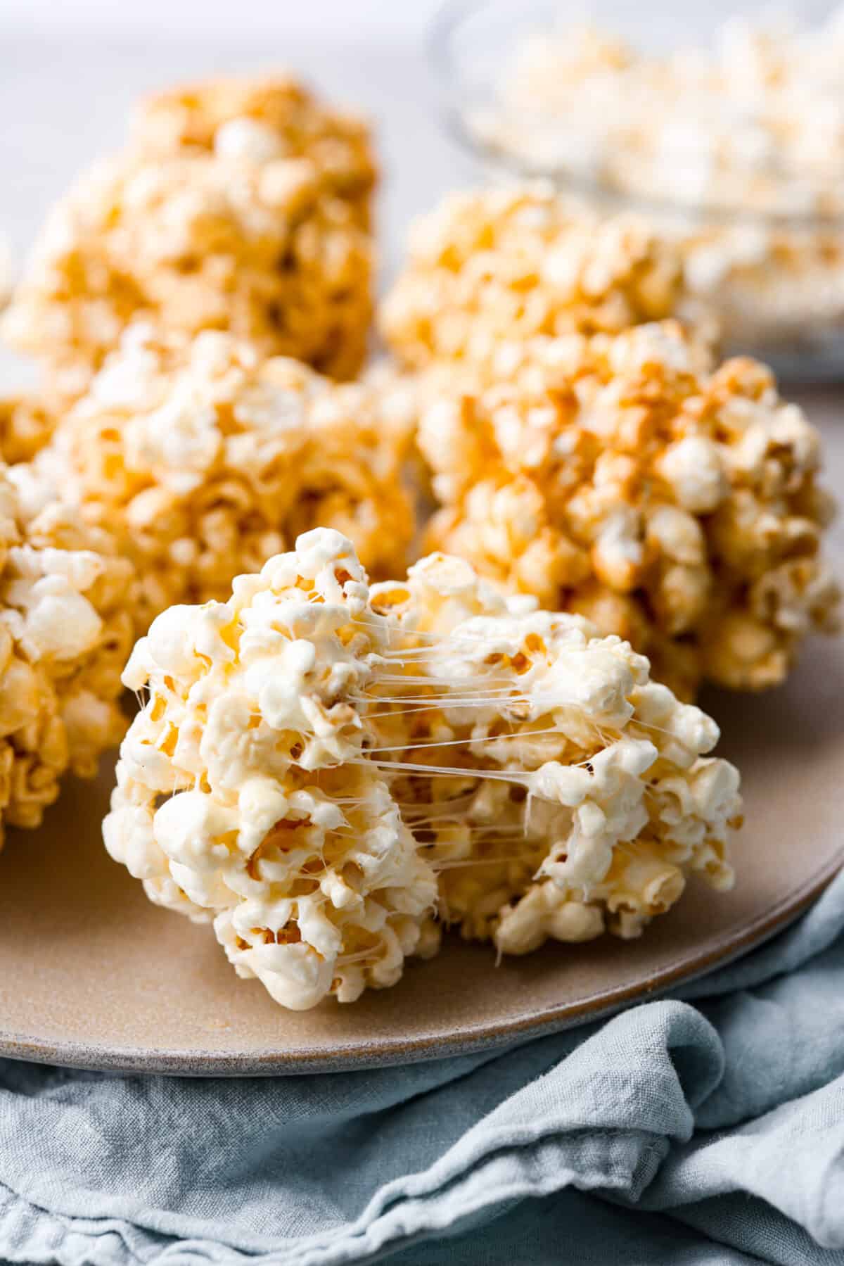 One ball of popcorn torn in half.