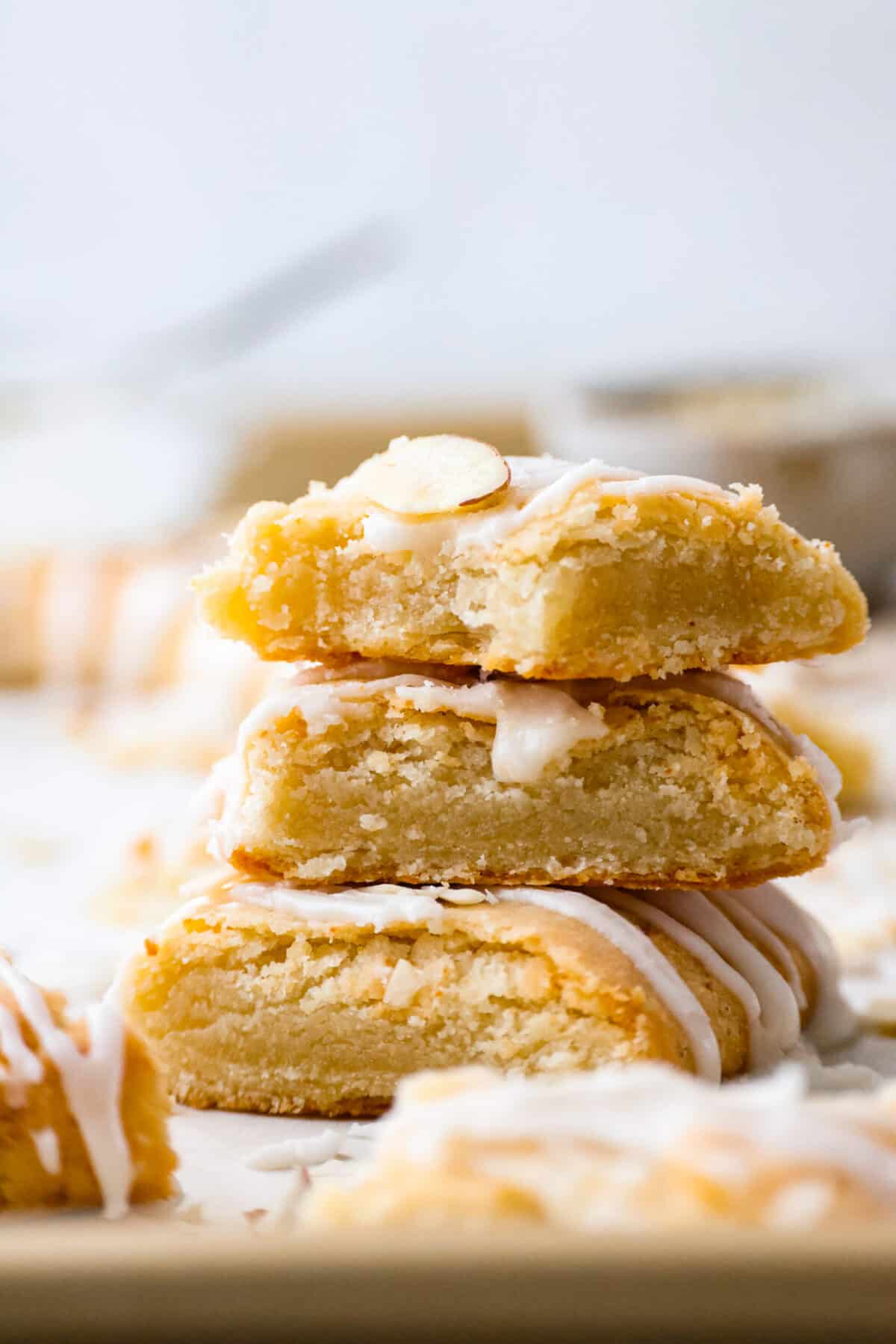 A stack of sliced Danish Kringle. 