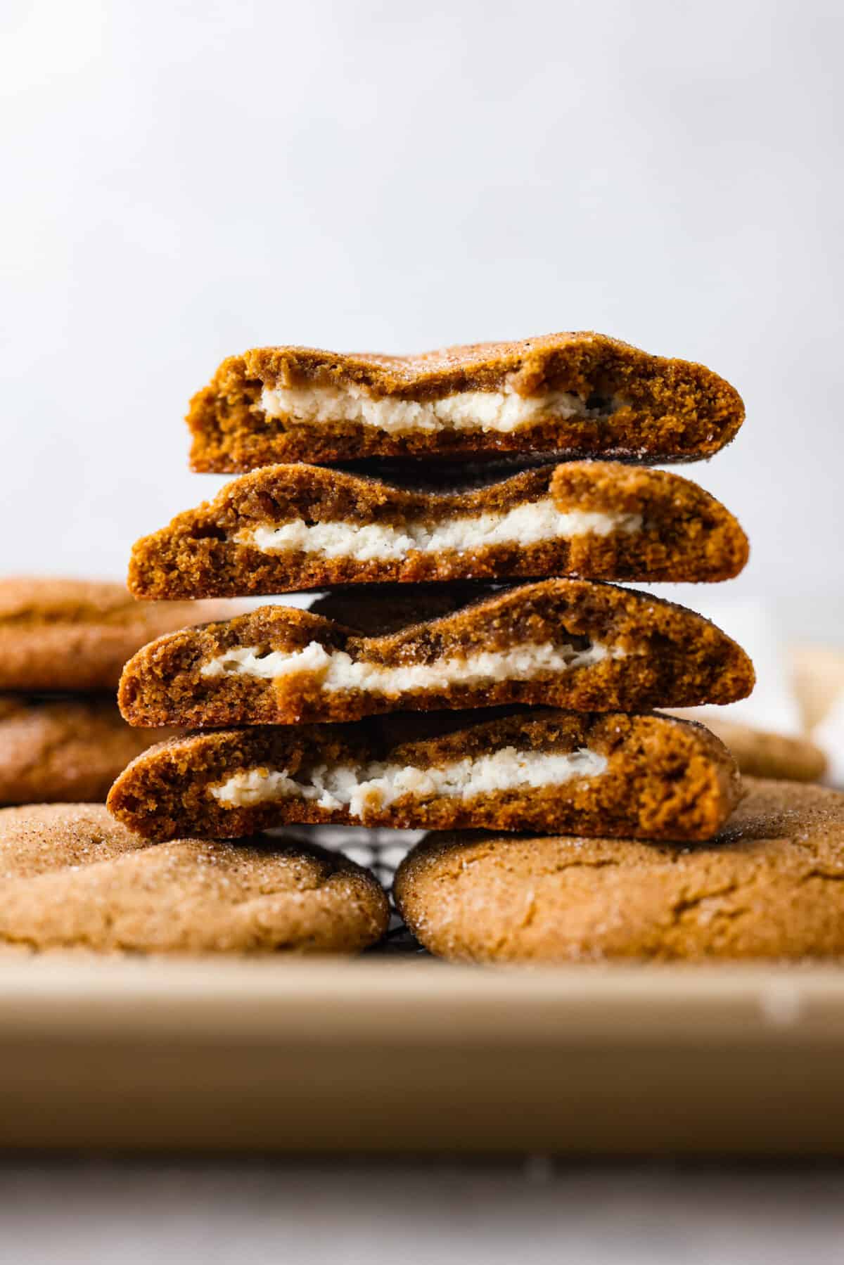 4 cookie halves stacked on top of each other.