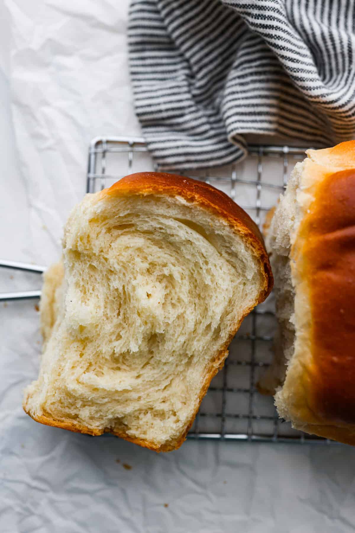 A slice of Japanese milk bread.