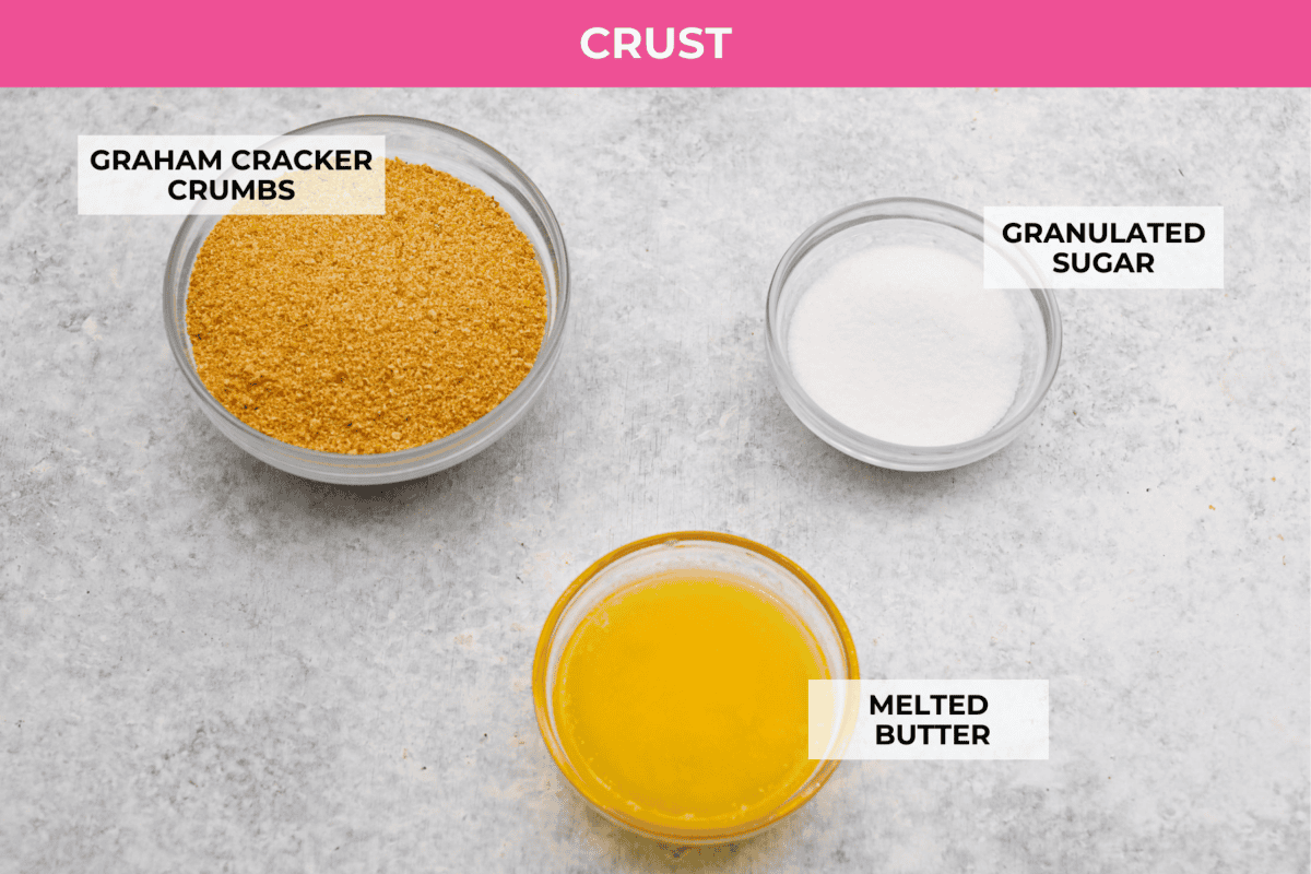 Ingredients labeled to make key lime pie bars crust.