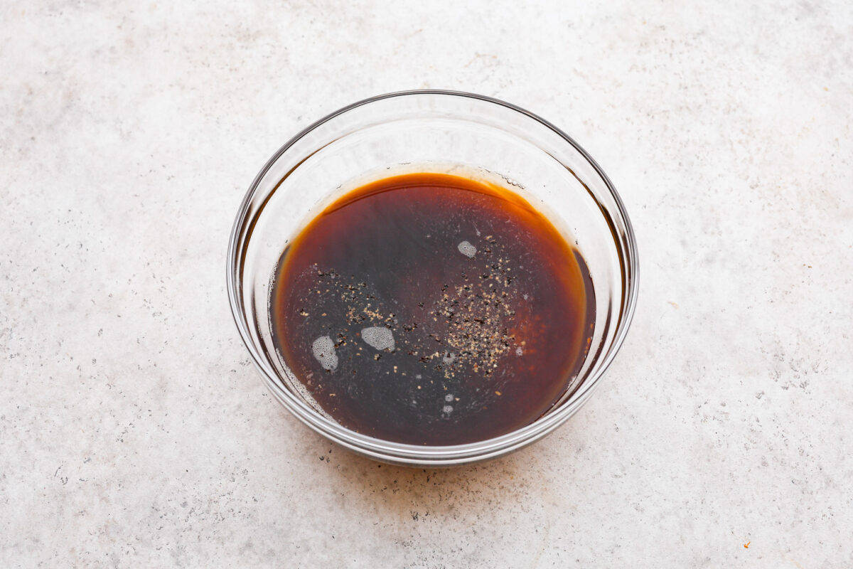 Marinade in a glass bowl. 