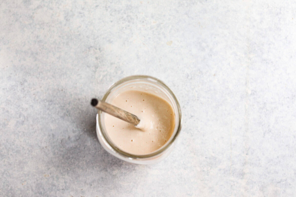 Yeast mixture in a jar. 