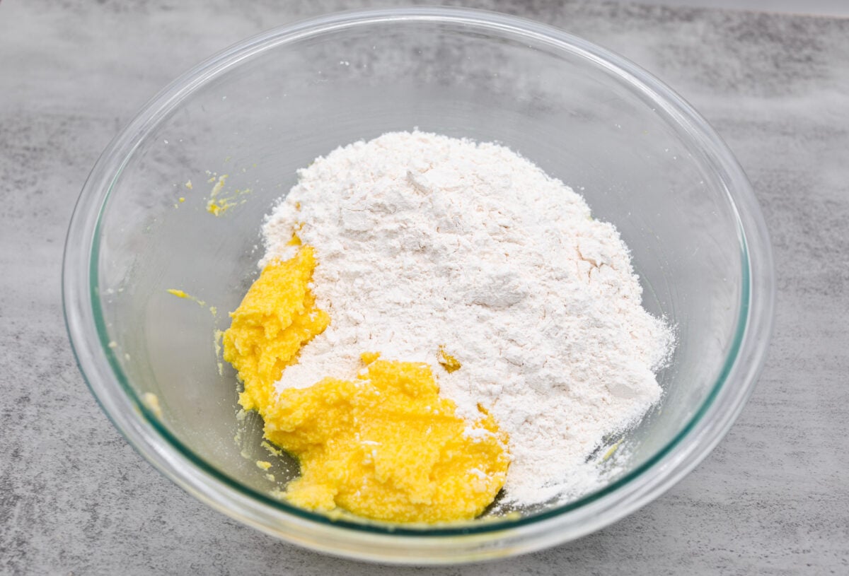 Mixing the batter together for the lemon crinkle cookies