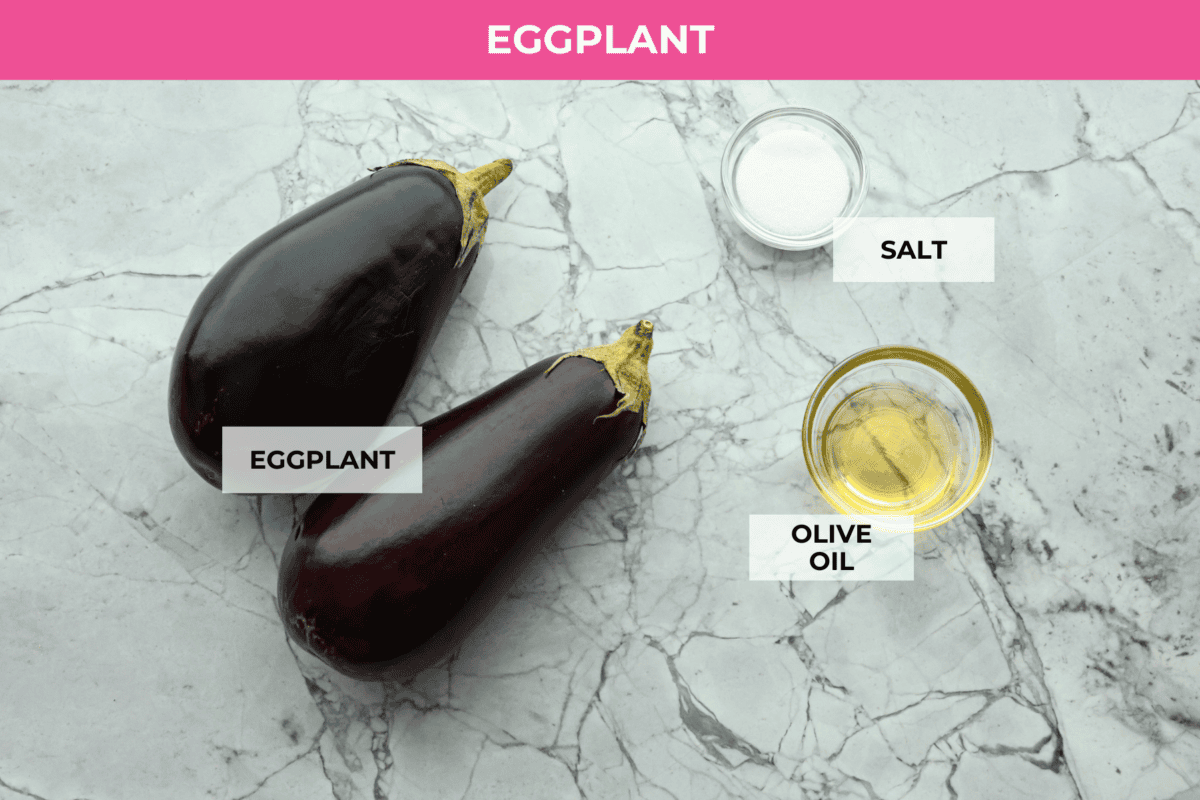 Ingredients labeled to prepare the eggplant.