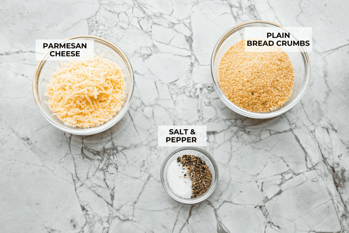 Overhead shot of breadcrumb topping ingredients.