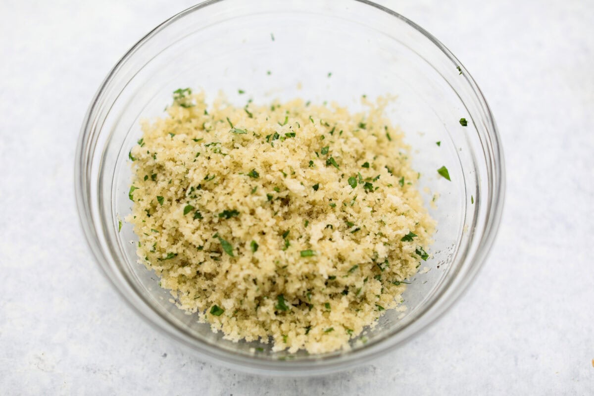 Fifth photo of breadcrumb topping in a bowl.