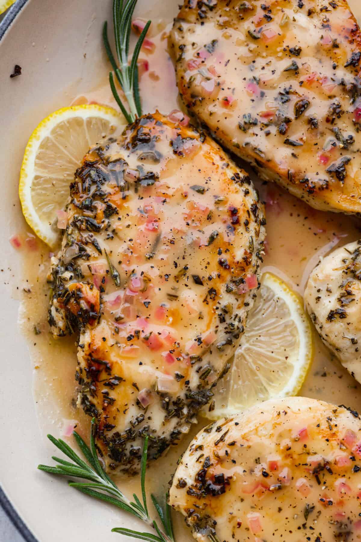 Close up shot of rosemary chicken. 