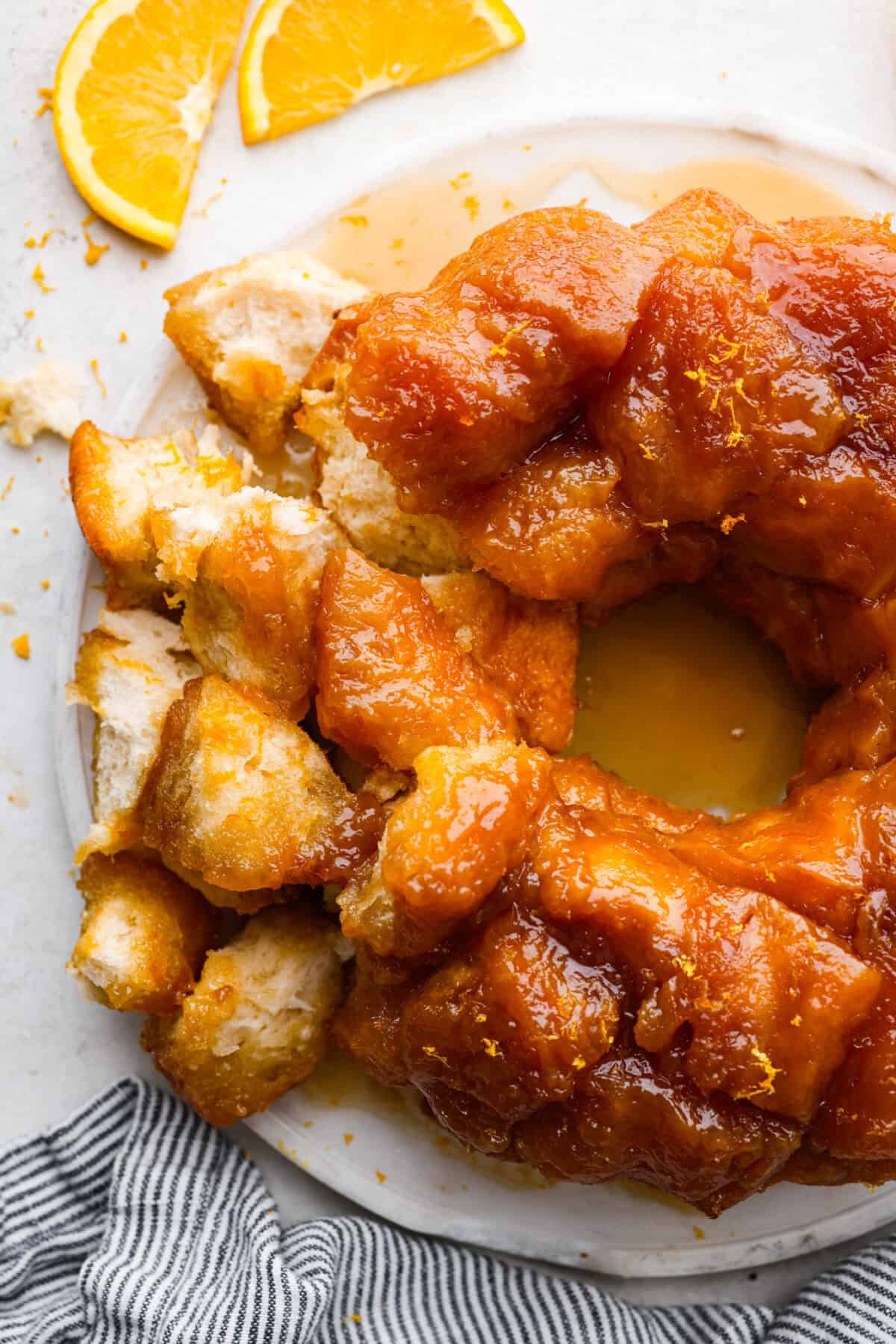 Overhead shot of orange monkey bread.