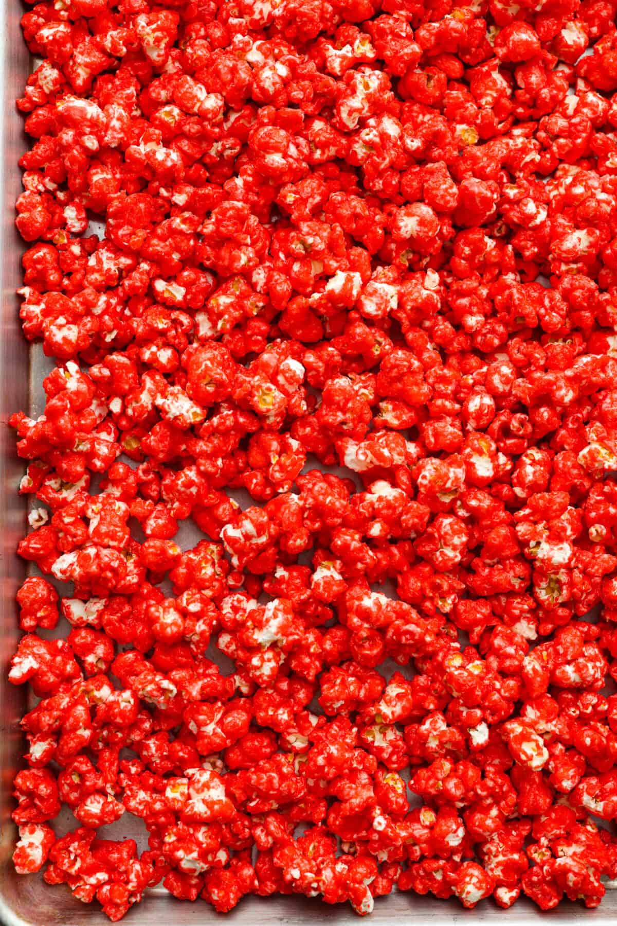 Overhead shot of red hot cinnamon sugar. 